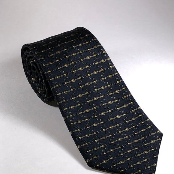 Hermès Tie | 888 PA | Black + Gold | Pre-1970 | Ultra Rare | Exquisite Condition - Picture 1 of 4